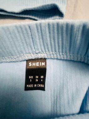 SHEIN Light Blue Ribbed Knit Top